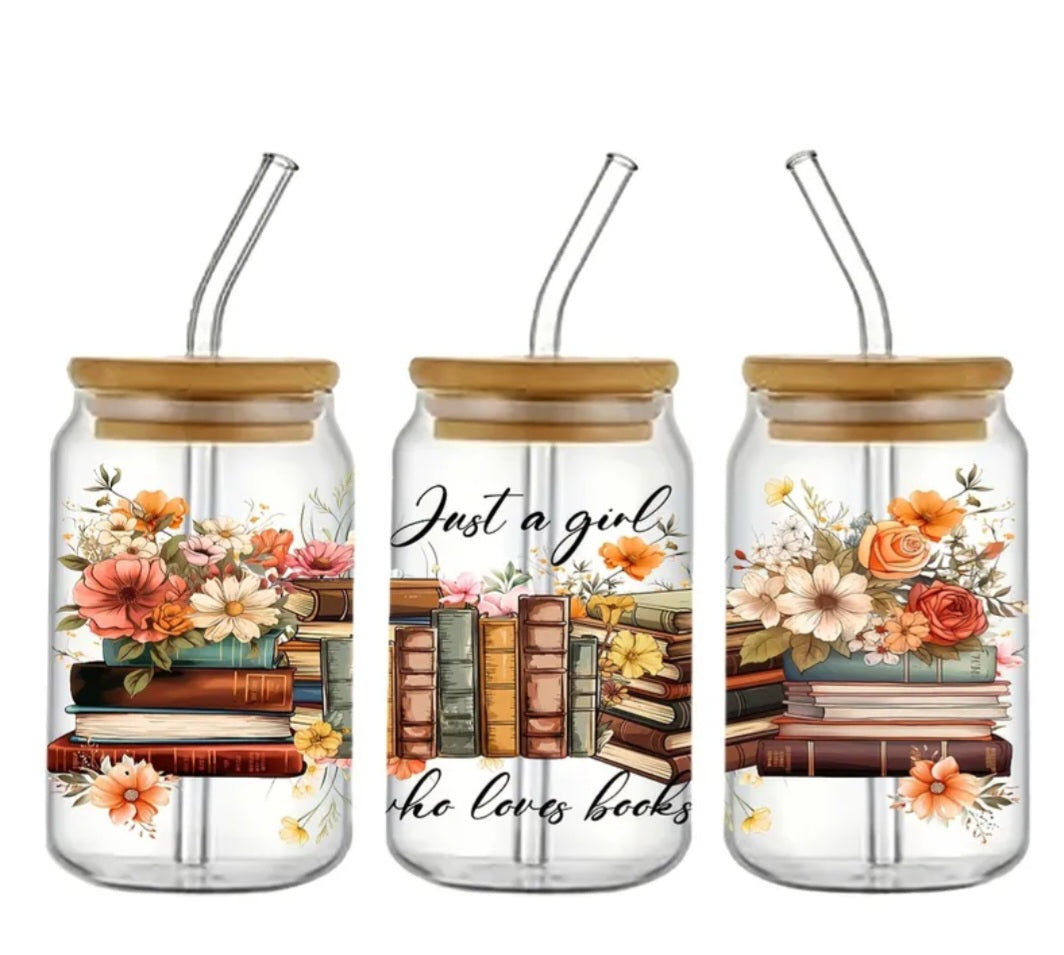 Just a Girl flower Glass Mug