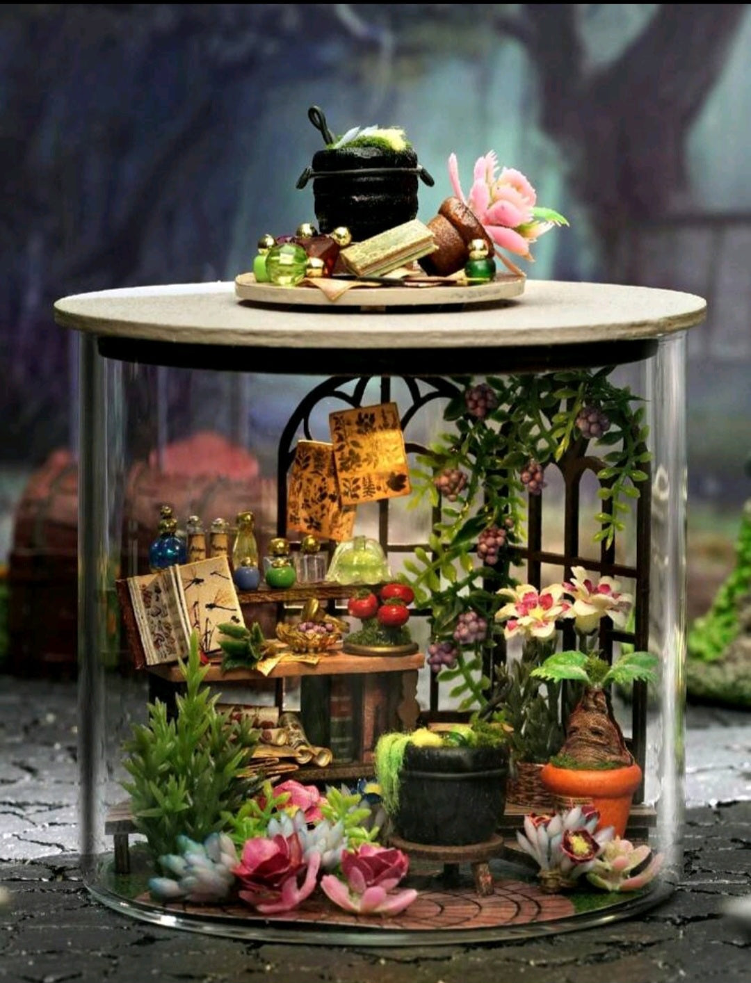1pc DIY Miniature Magic Garden Fairy House Handmade Craft Model Book With 3D Dollhouse Micro Scene, Room Decor