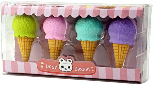 Donut Ice Cream Cone Popsicle Erasers Set