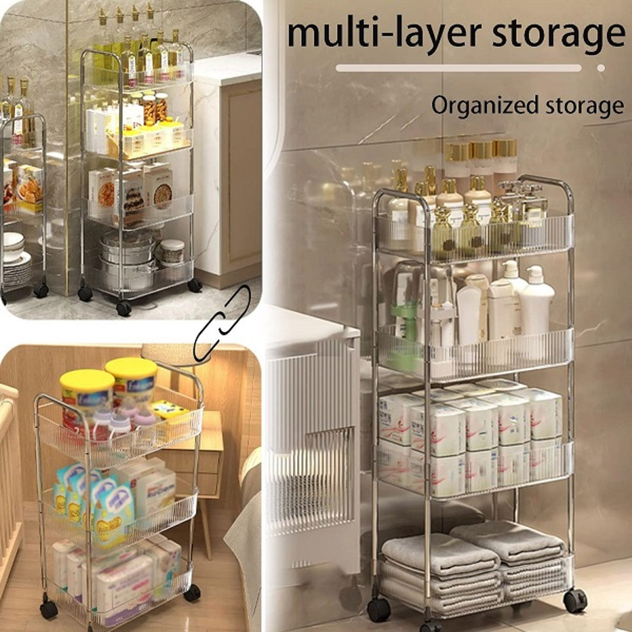 4 Tier Acrylic Trolley