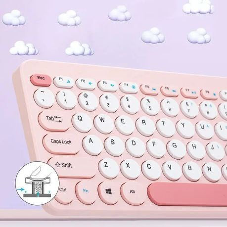 2.4G Wireless Mini Keyboard And Mouse Combo Set 78 Keys Pink