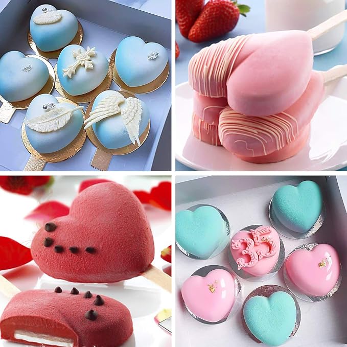 4 Cavity Heart Pattern Ice Cream Mould With 50 Popsicle Stick Set - White