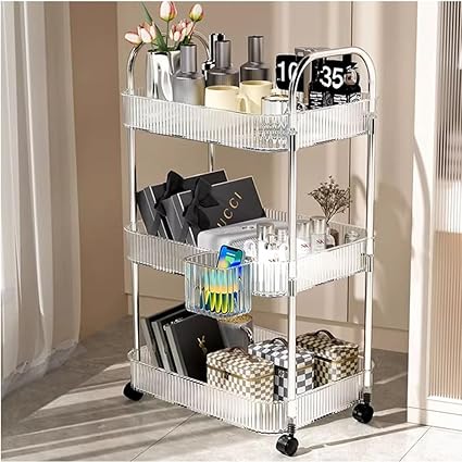 Multi-Functional Acrylic 3 Tier Trolly Storage Rack, Multi-Tier Trolley