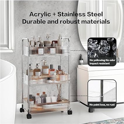 Multi-Functional Acrylic 3 Tier Trolly Storage Rack, Multi-Tier Trolley