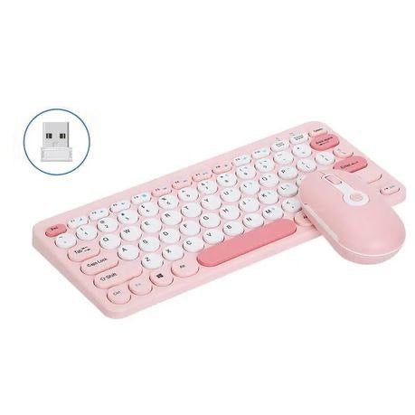 2.4G Wireless Mini Keyboard And Mouse Combo Set 78 Keys Pink