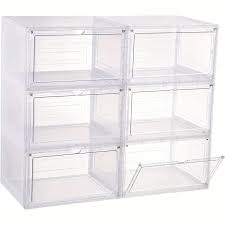 Drop Front Shoe Box Stackable Transparent Shoe Box Sneaker Box 6 packs