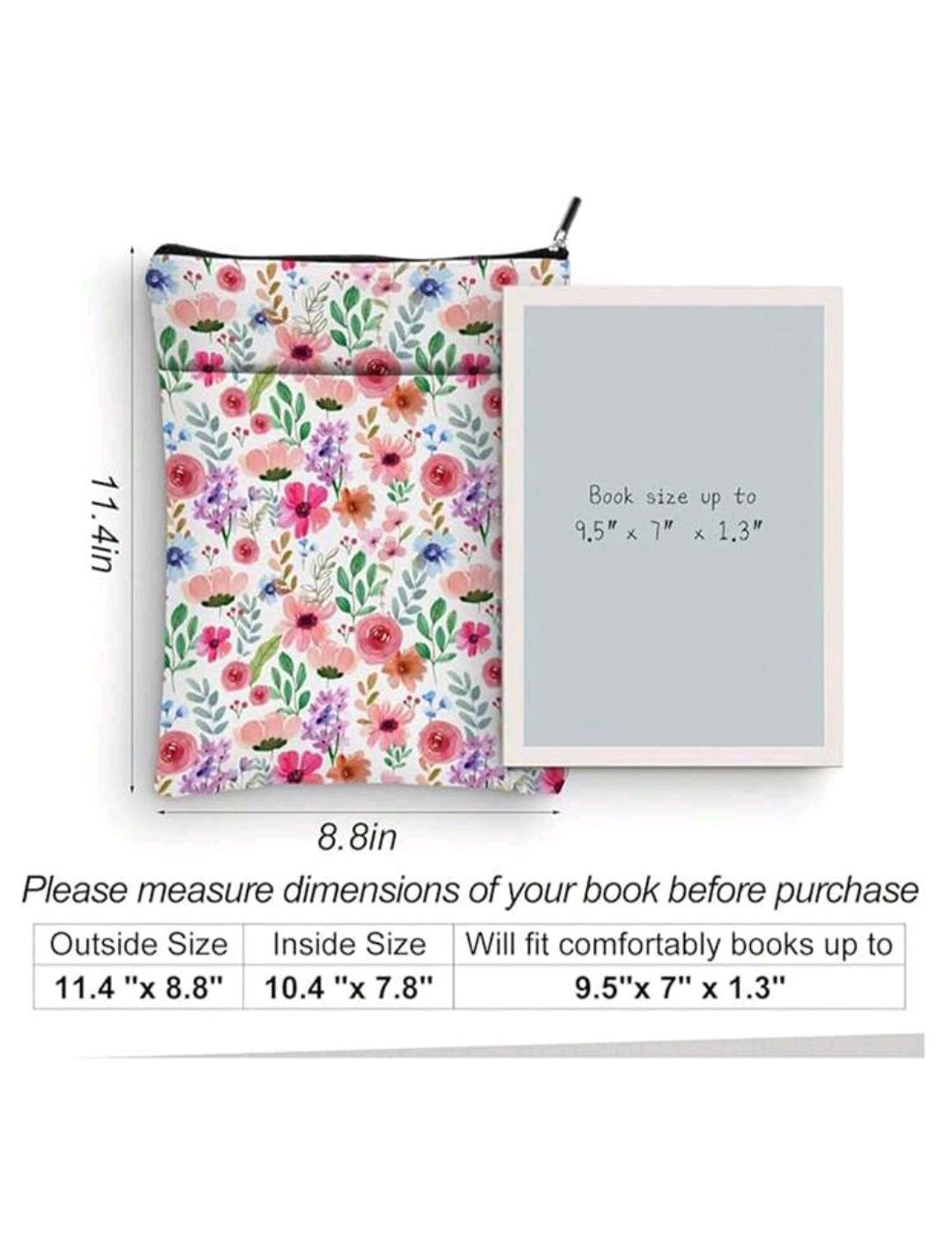 Flower printed book sleeve