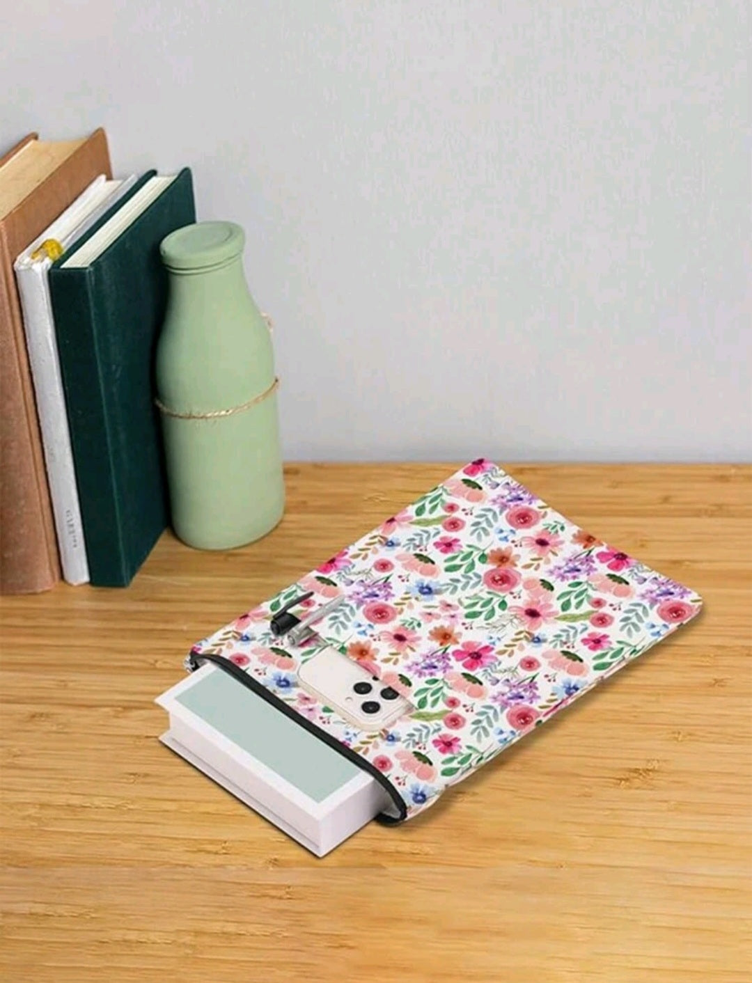 Flower printed book sleeve