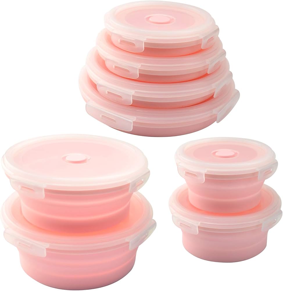 Pink Collapsible Silicone Lunch Box
