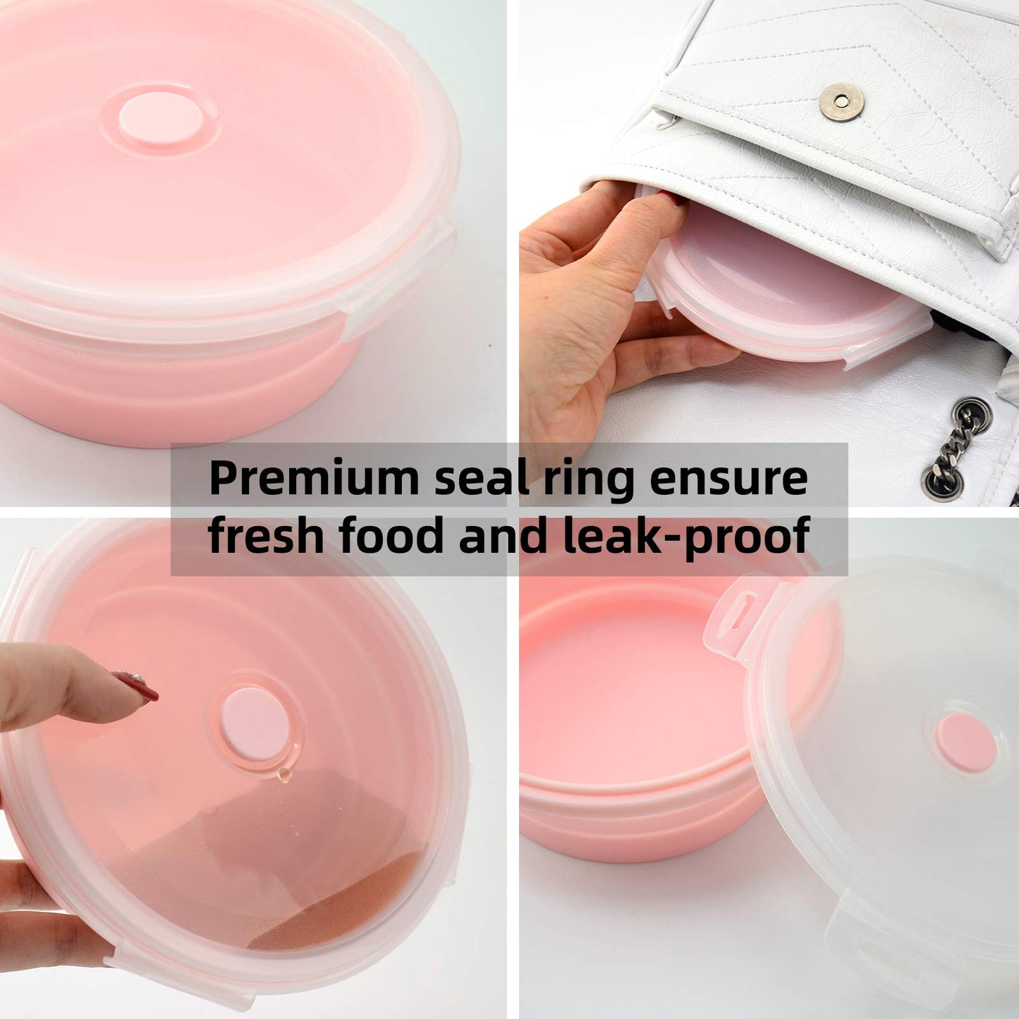 Pink Collapsible Silicone Lunch Box