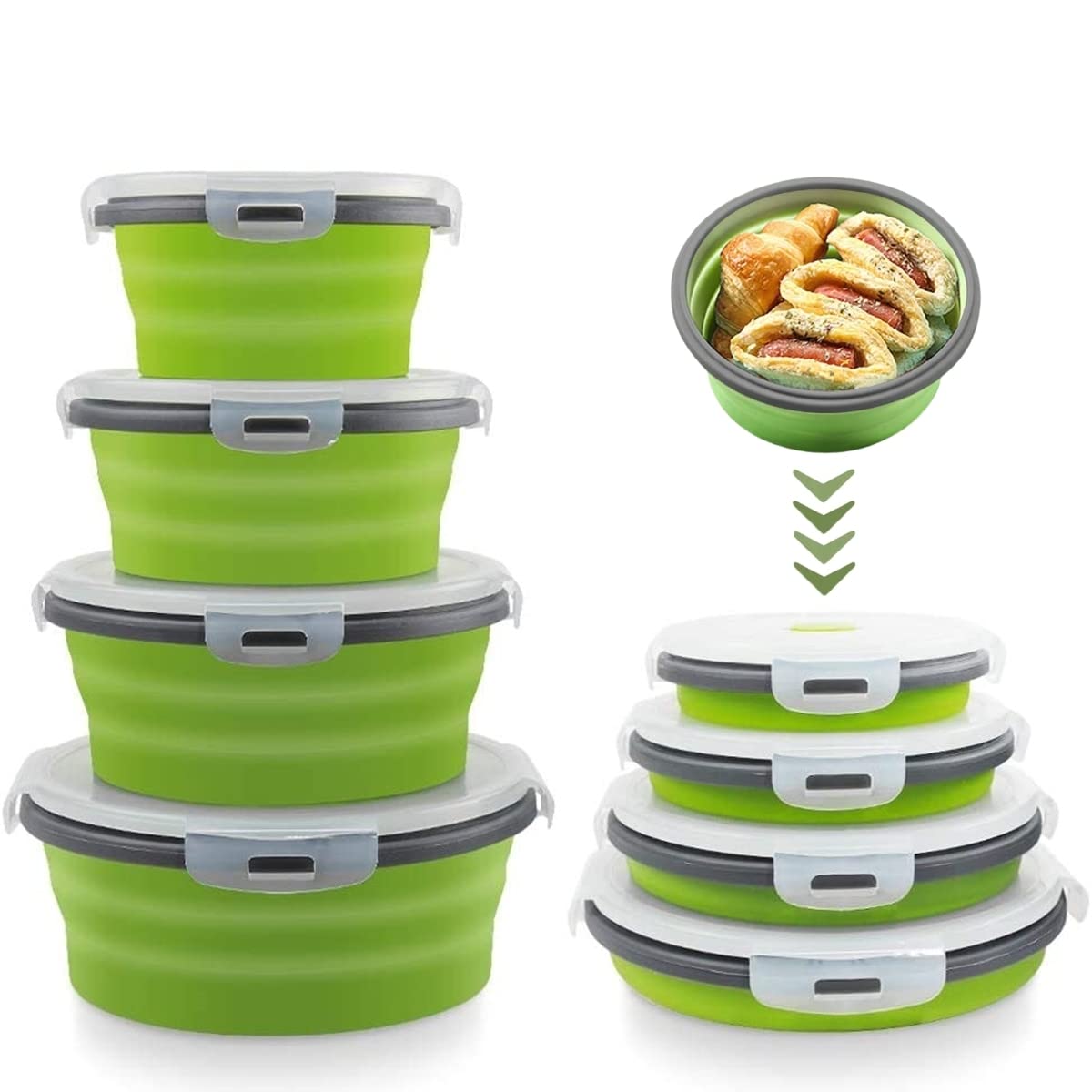Green Collapsible Silicone Lunch Box