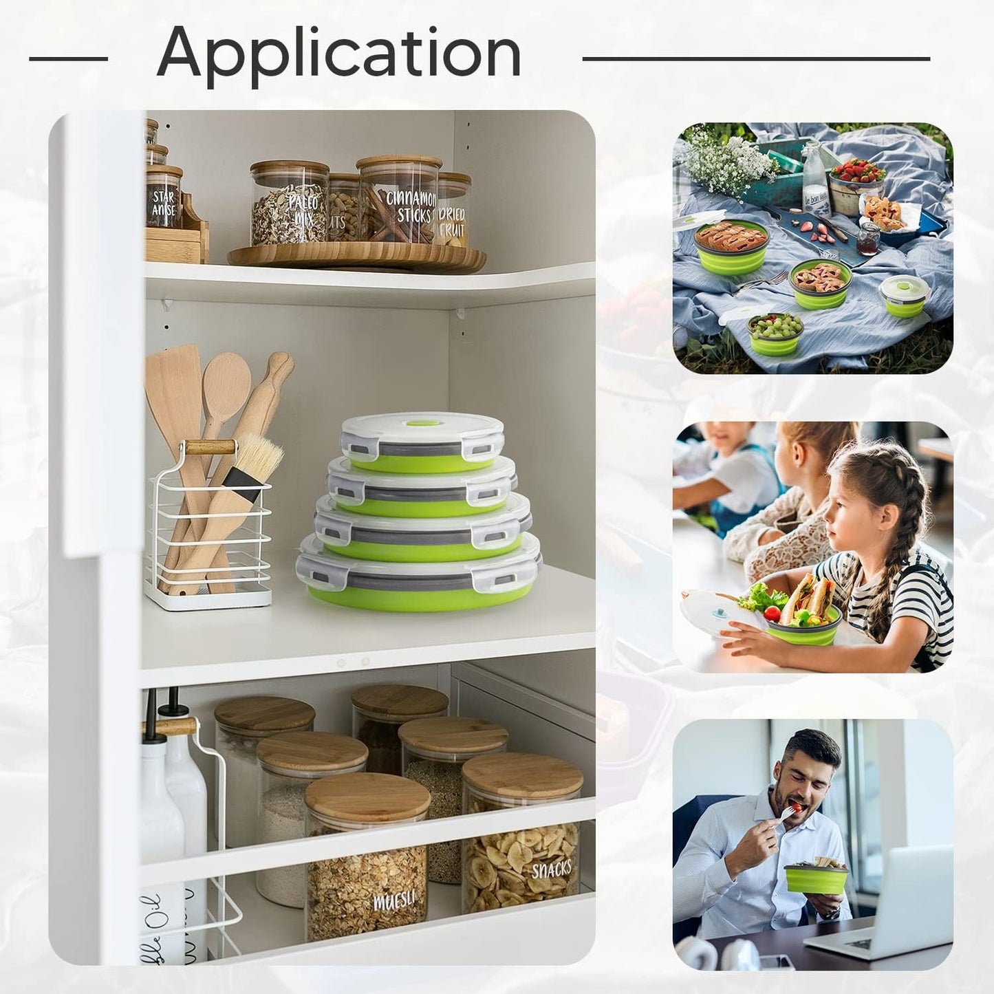 Green Collapsible Silicone Lunch Box