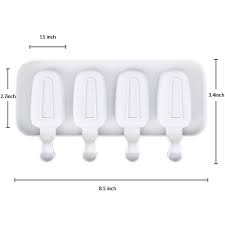 4 Cavity DIY Oval Shape Ice Cream Mold Bar - White