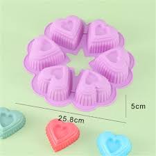 Non-stick 6 Silicone Heart Shape Mold Chocolate Soaps Candy Mold