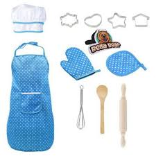 Kids Apron Set,Cooking Baking Chef Set with Apron - Chef Hat - Cooking Mitt