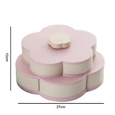 Petal-Shape Rotating Snack Box candy Tray food Organizer - Pink