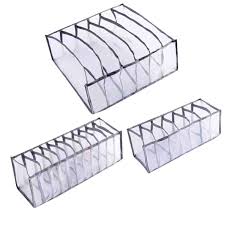 3 Pieces Collapsable Transparent Drawer Organizers