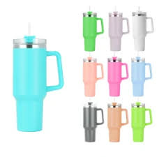 1.2L Tumbler Double Wall Travel Mug Water Bottle with Handle, Straw, Lid