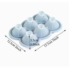 Flexible Silicone 6 Ball large Ice Tray, Mold, Maker - Grey