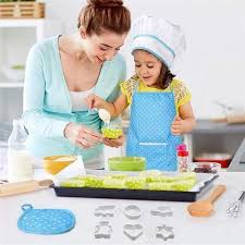 Kids Apron Set,Cooking Baking Chef Set with Apron - Chef Hat - Cooking Mitt