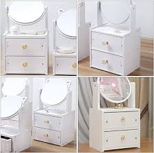 Makeup, Jewelry and Cosmetic Organizer Draws with Mirror for Desk