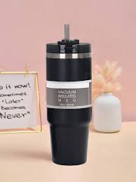 890ML Stainless Steel Travel Portable Vacuum Insulated Flask Cup with Straw