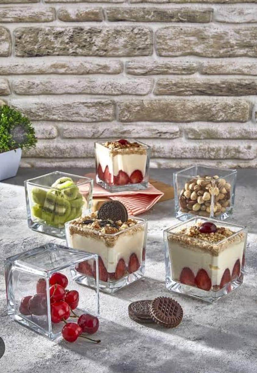 6 x Square dessert Glass Cups