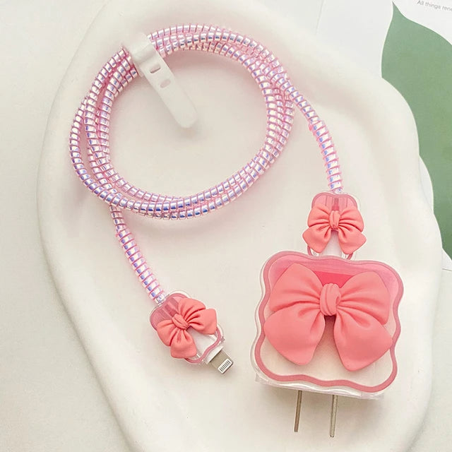 Changeable Charging Head Protective Cover Pink Lightweight Charger Protector  Portable Cute Mobile Phone Charger Cover