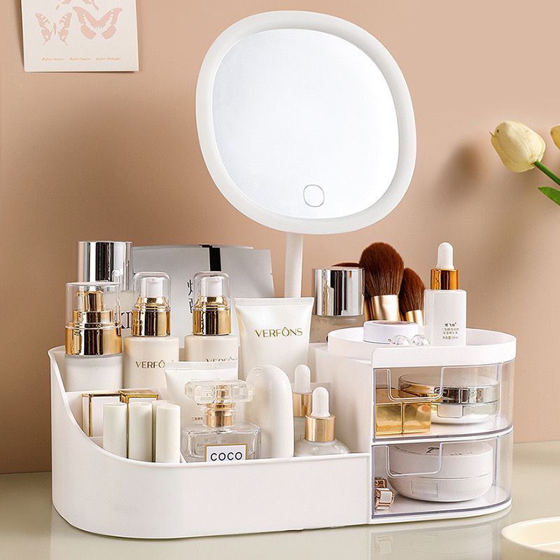 Makeup and Bathroom Organiser with LED Mirror