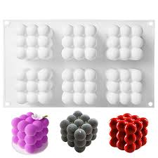 Craft DIY 6 Cavity Bubble Shaped Silicone Candle Mould - 28x17cm