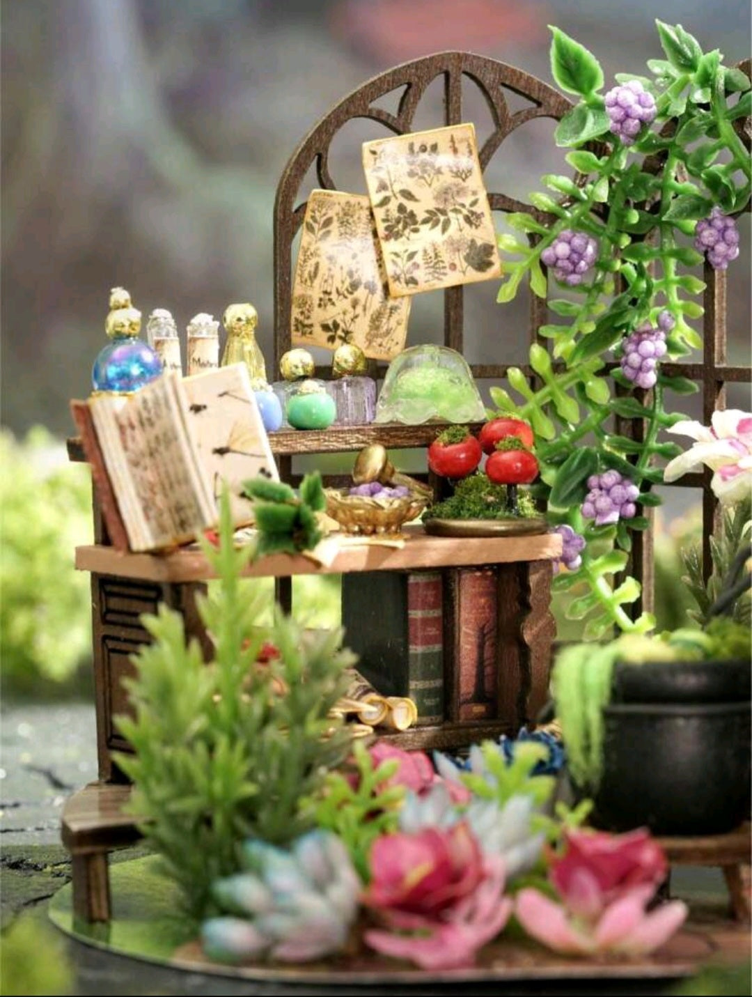 1pc DIY Miniature Magic Garden Fairy House Handmade Craft Model Book With 3D Dollhouse Micro Scene, Room Decor