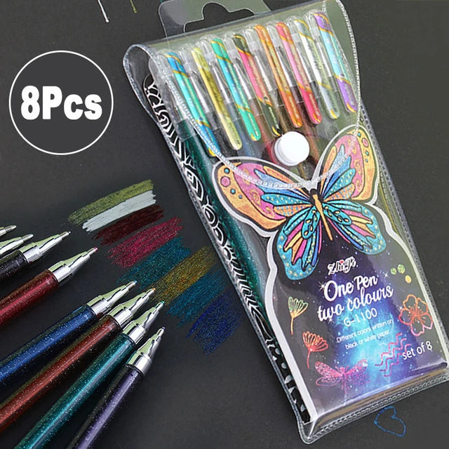 Dual Metallic Gel Pen (Set Of 8)