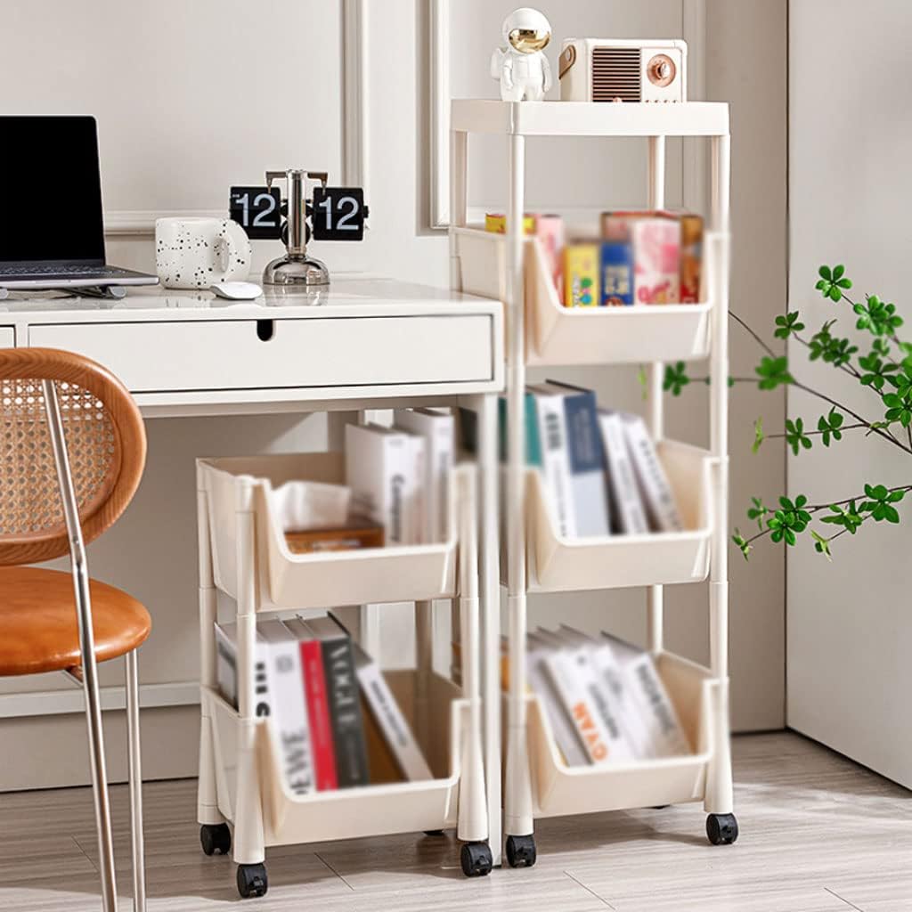 Bookcase for Study Room Floor-to-ceiling Bookshelf With Wheels Movable Desk Storage Simple Small Bookcase For Home Student Office Reading Shelf Bookshelf with Storage