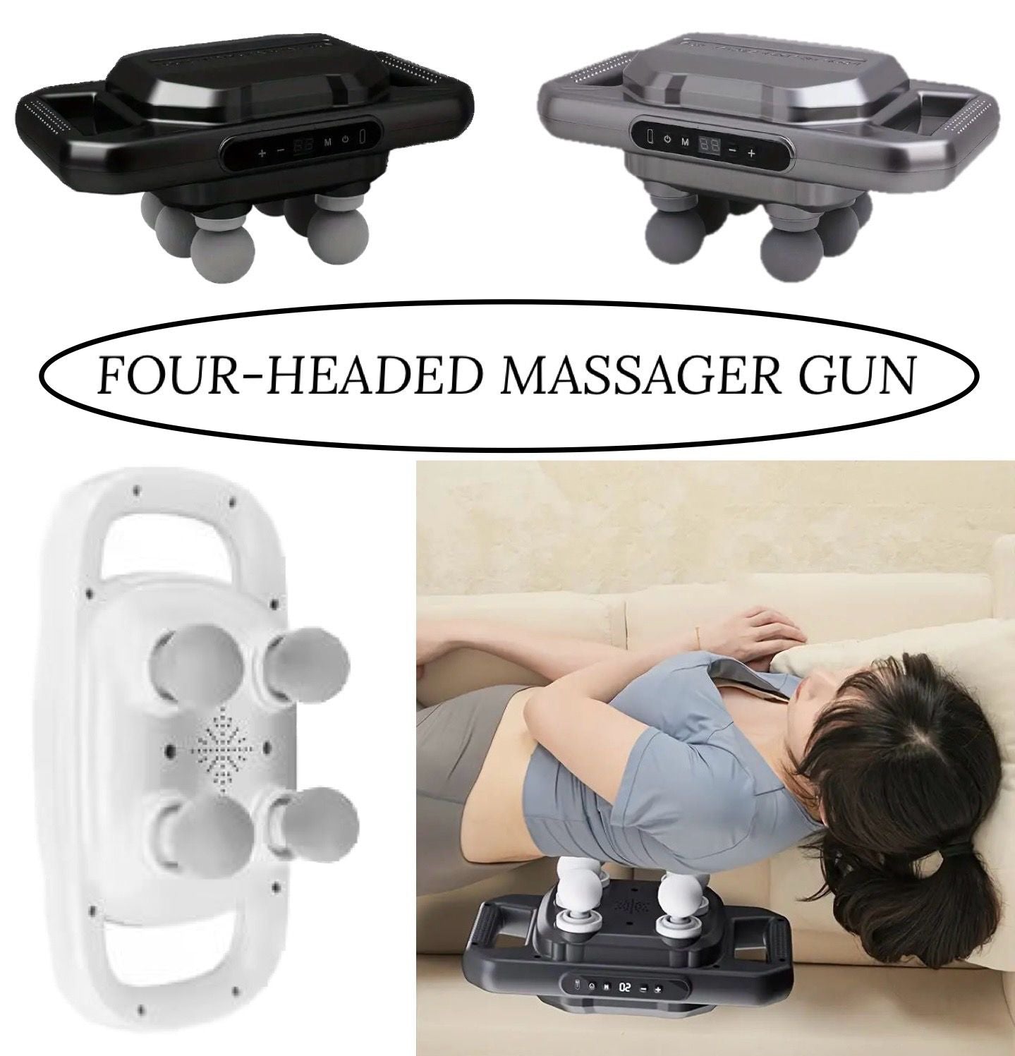 FOUR-HEADED MUSCLES MASSAGER GUN
RECHARGEABLE