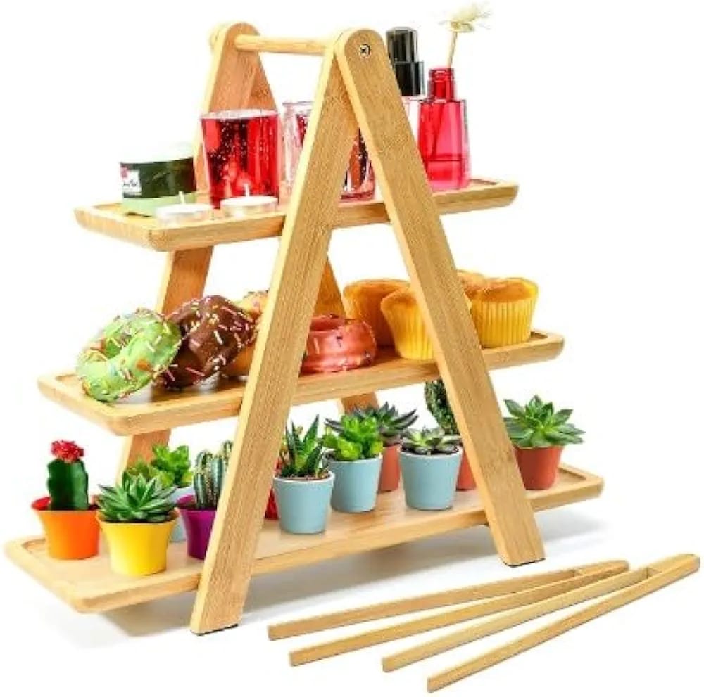 3 tier bamboo serving tray