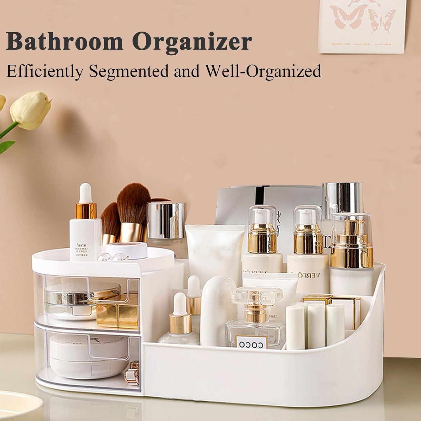 Makeup and Bathroom Organiser with LED Mirror