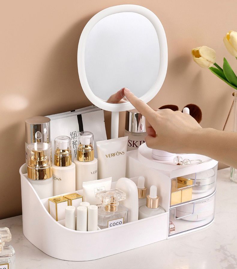 Makeup and Bathroom Organiser with LED Mirror