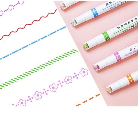 Roller Pen Markers with 6 Different Shapes & Colours